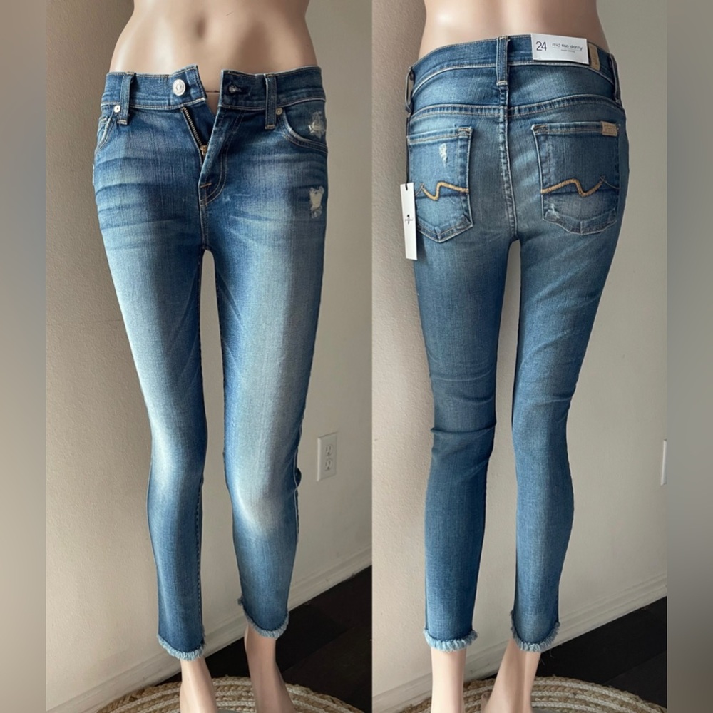 NWT 7 For All Mankind Jeans The Mid Rise Ankle Skinny
